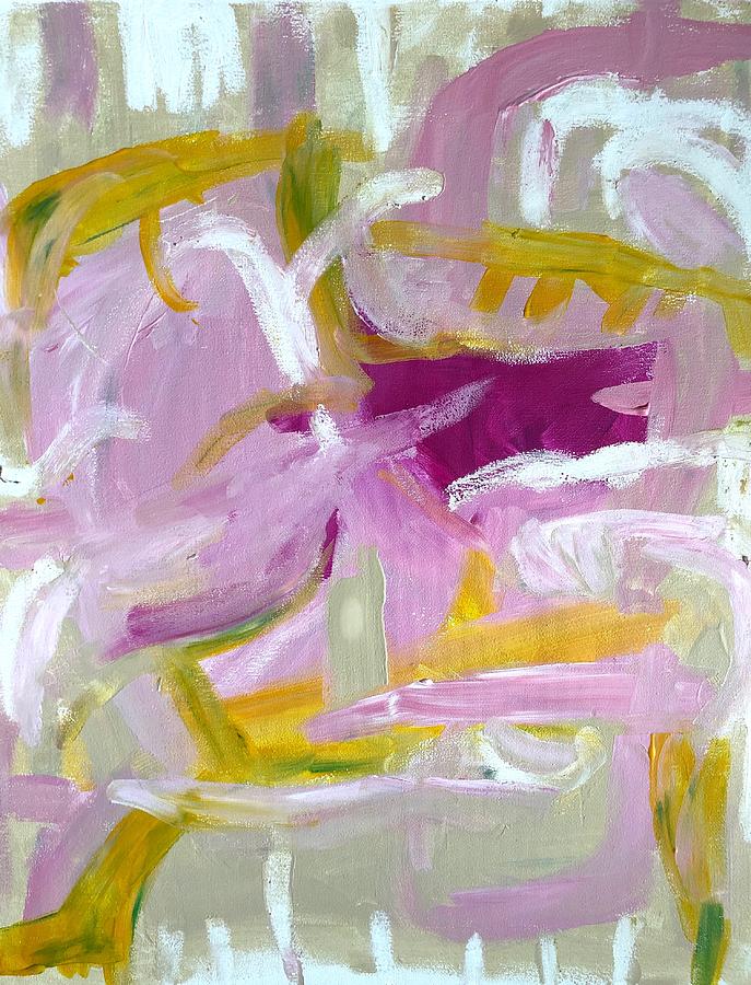 Abstract Painting - Pink and Yellow Daisy by MC Mintz
