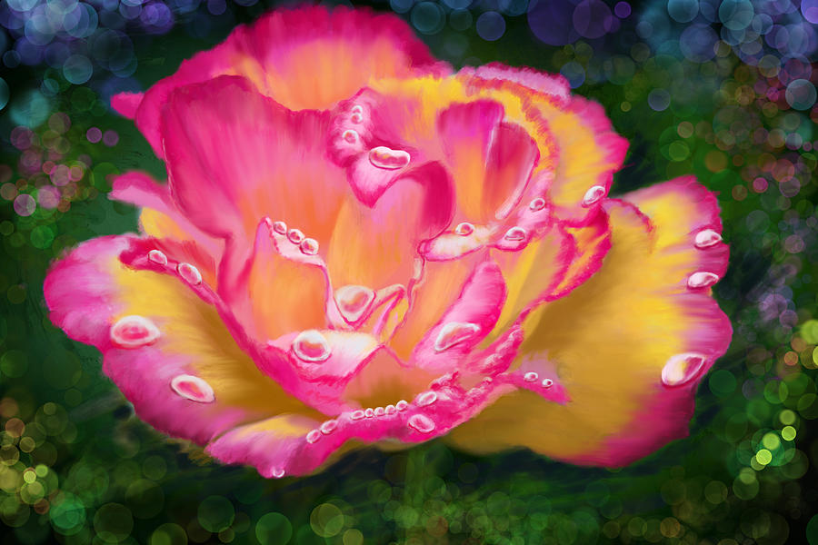 Pink And Yellow Rose Digital Art
