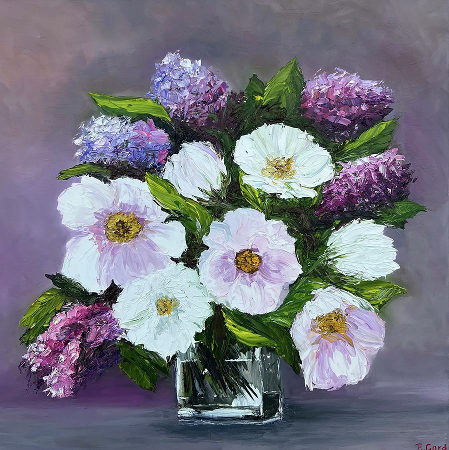 Pink anemones Painting by Elvira Gord - Fine Art America