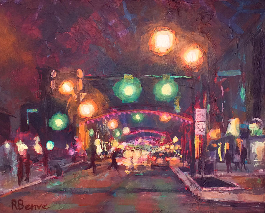 Pink Arches Columbus High Street Painting by Robie Benve