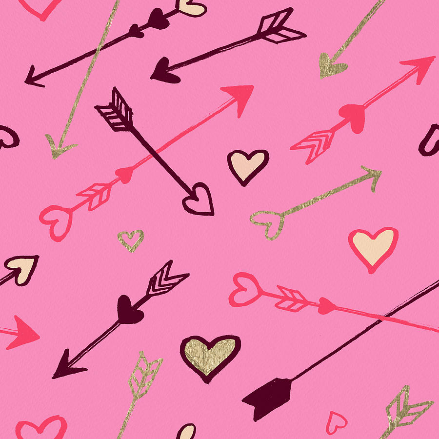 Pink Arrows Valentine - Art by Jen Montgomery Painting by Jen Montgomery