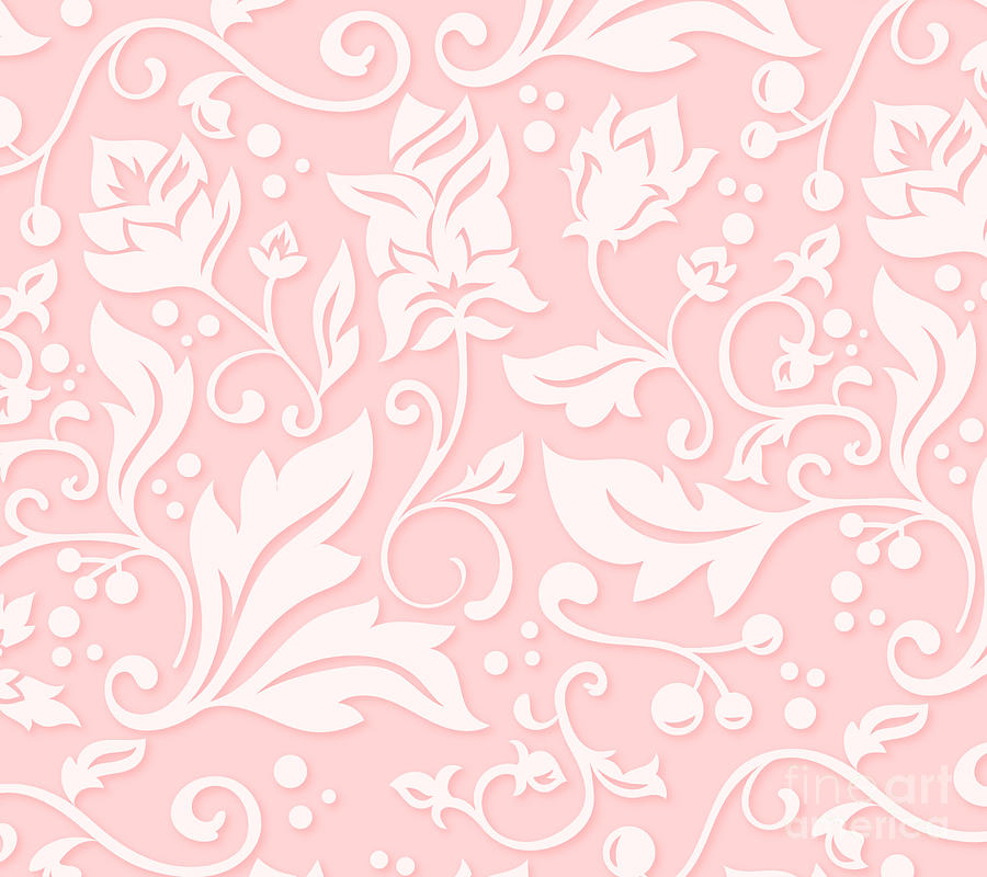 Pink Background Floral Pattern Digital Art by Noirty Designs - Pixels