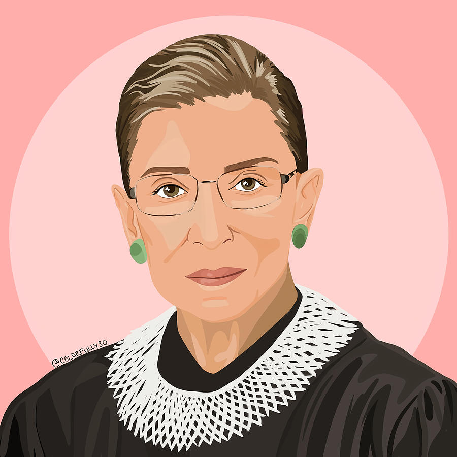 pink background ruth bader ginsburg RBG Canvas Painting by Oscar John ...