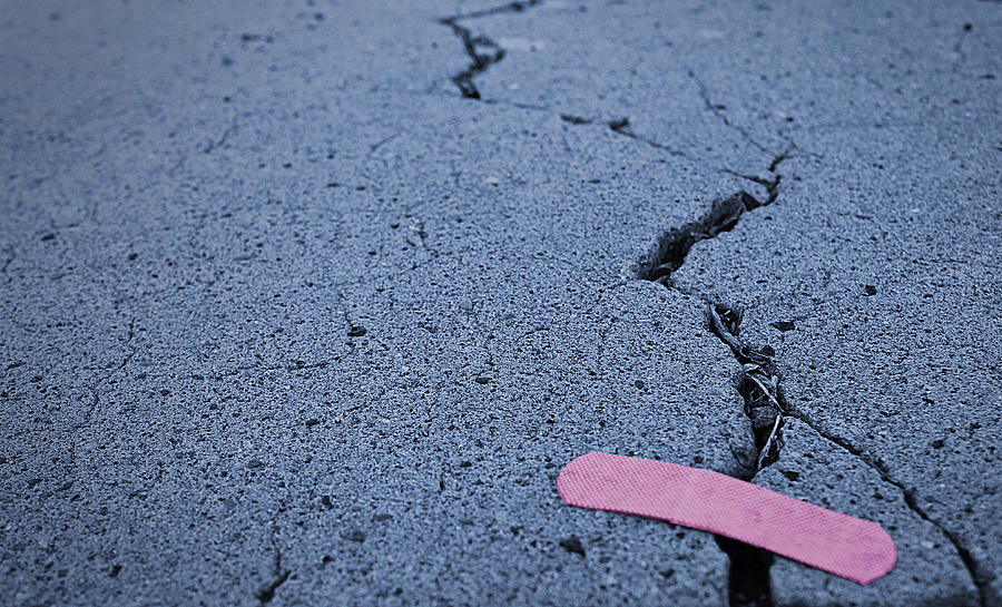 Pink bandage on concrete Photograph by Image by Kasey McMahon