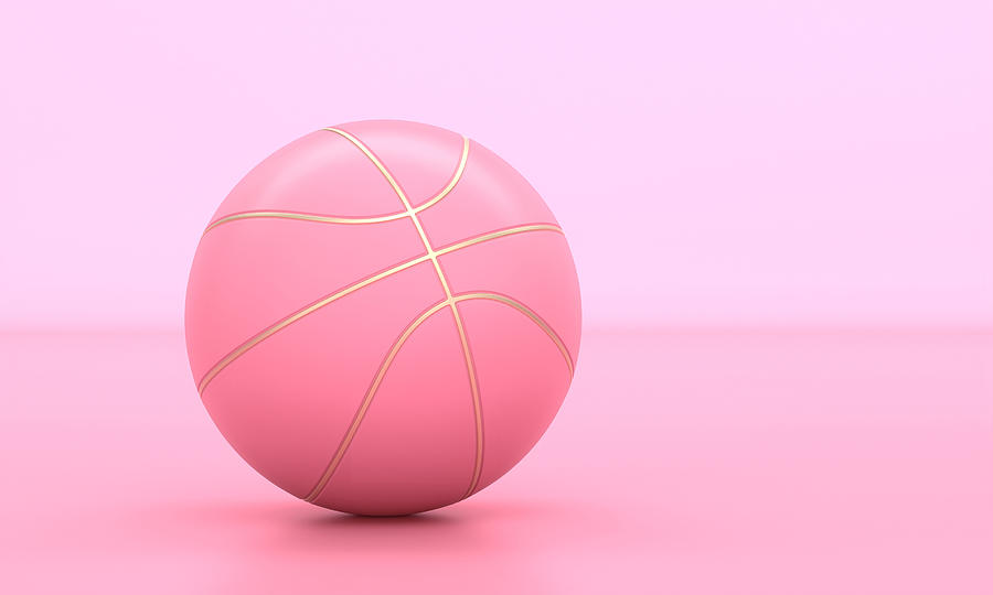 Pink Basketball With Gold Inserts On A Pink Background.  Photograph by Gualtiero Boffi