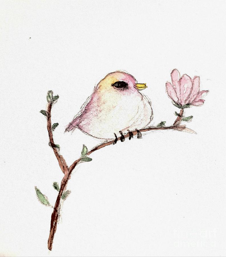 Pink Bird Painting by Margaret Welsh Willowsilk