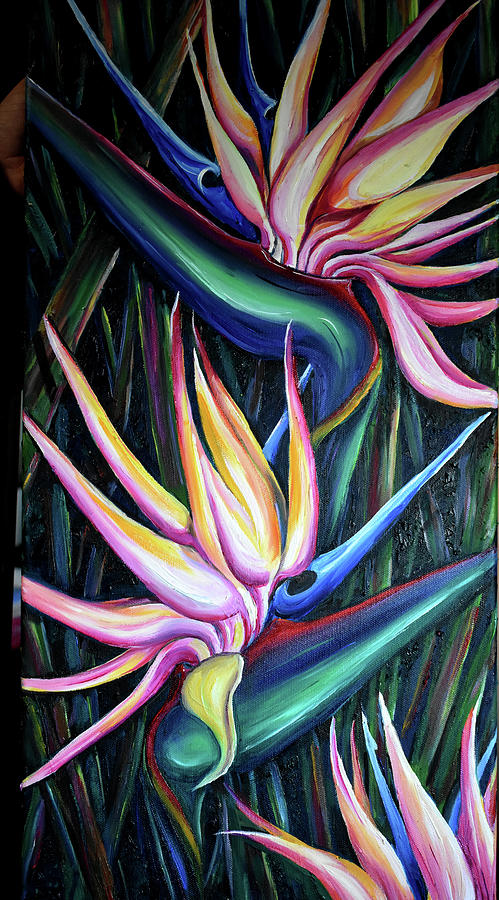 Pink Birds Of Paradise Painting by Karin  Dawn Kelshall- Best