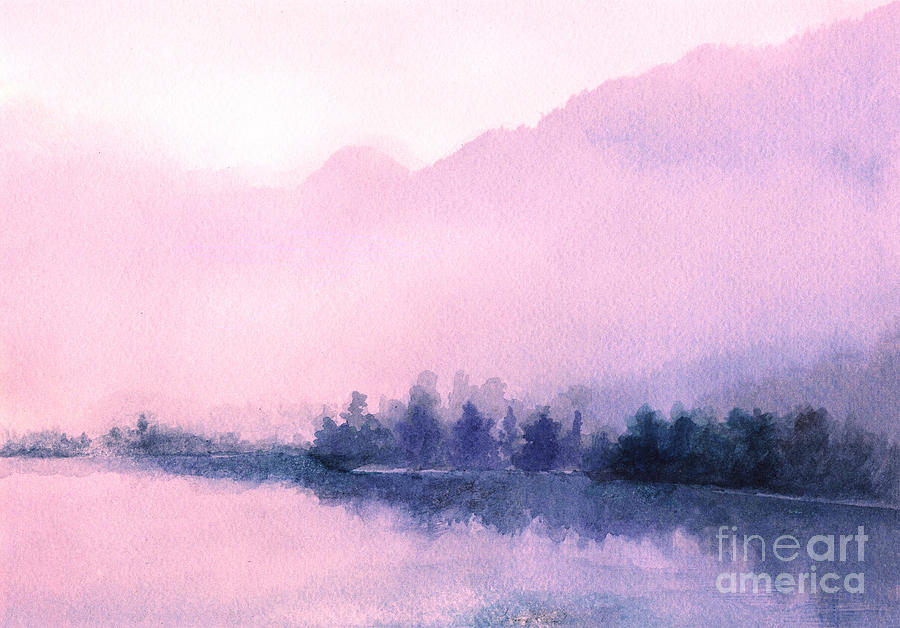 Pink blue landscape Painting by Green Palace - Fine Art America