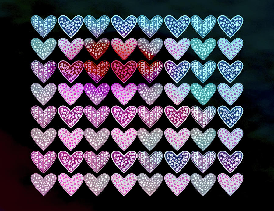 Pink Blue Sweet Hearts Digital Art
