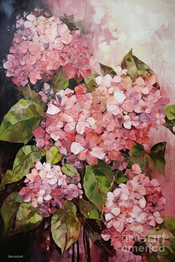 Pink Blush Hydrangeas Painting by Tina LeCour