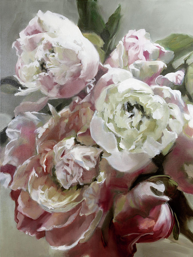 Pink Bouquet Intense Painting by Roxanne Dyer