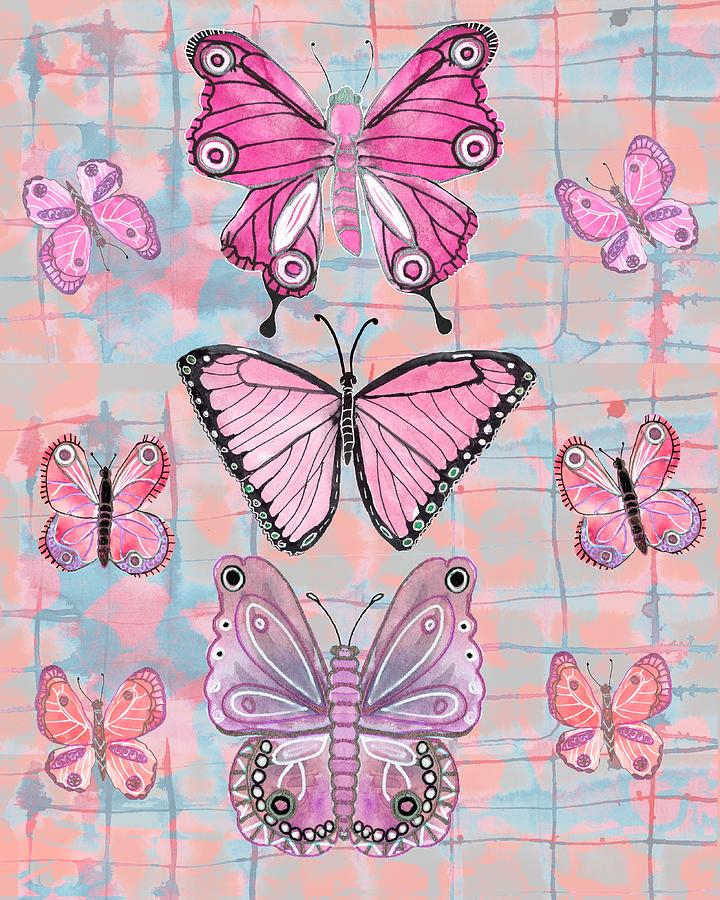 Pink Butterflies  Painting by Blenda Studio
