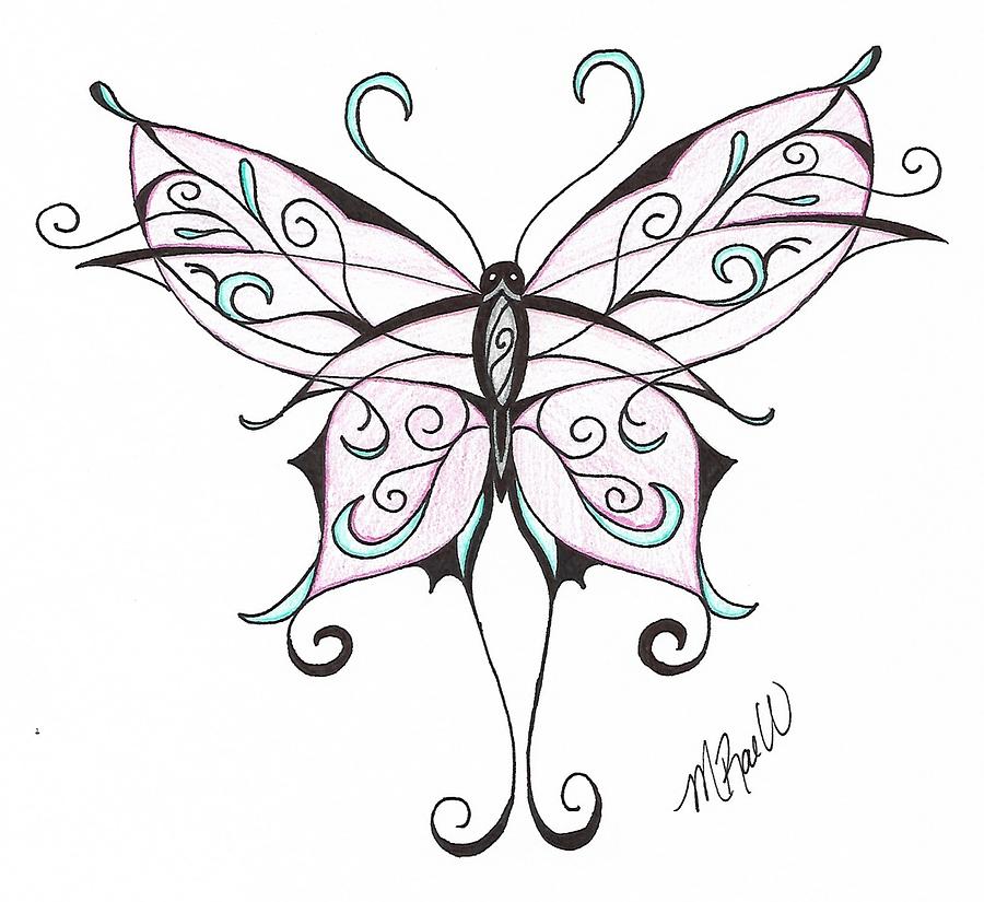 Pink Butterfly Drawing