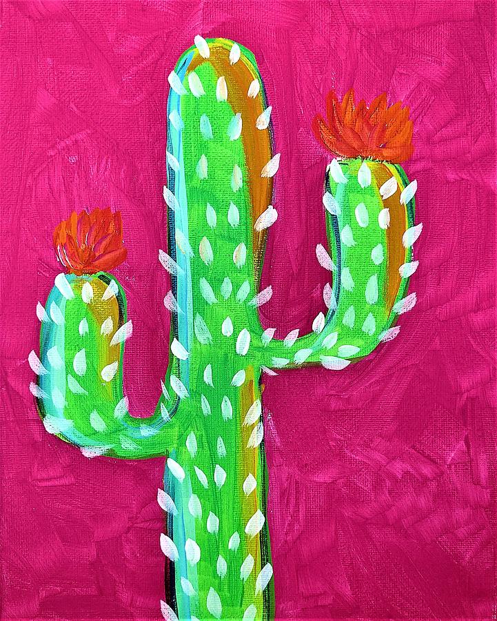 Pink Cactus Painting