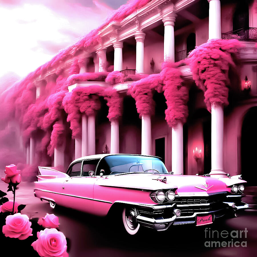 Pink Cadillac Digital Art by Eddie Eastwood