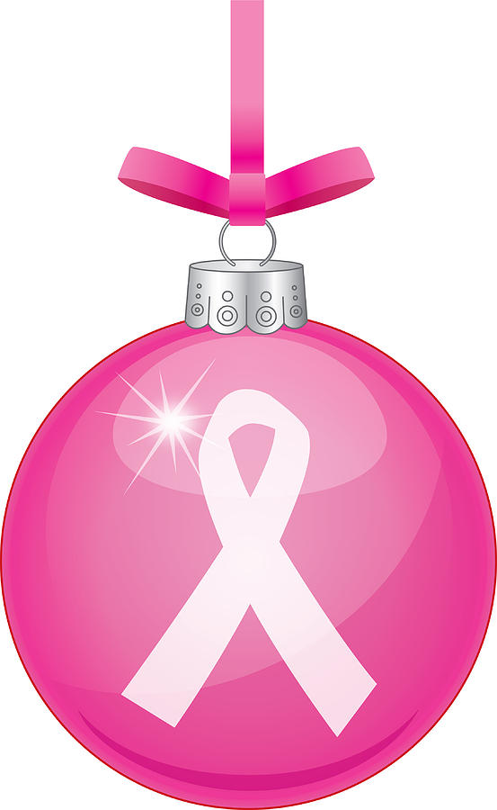 Pink Cancer Ribbon Christmas Ornament Drawing by RobinOlimb