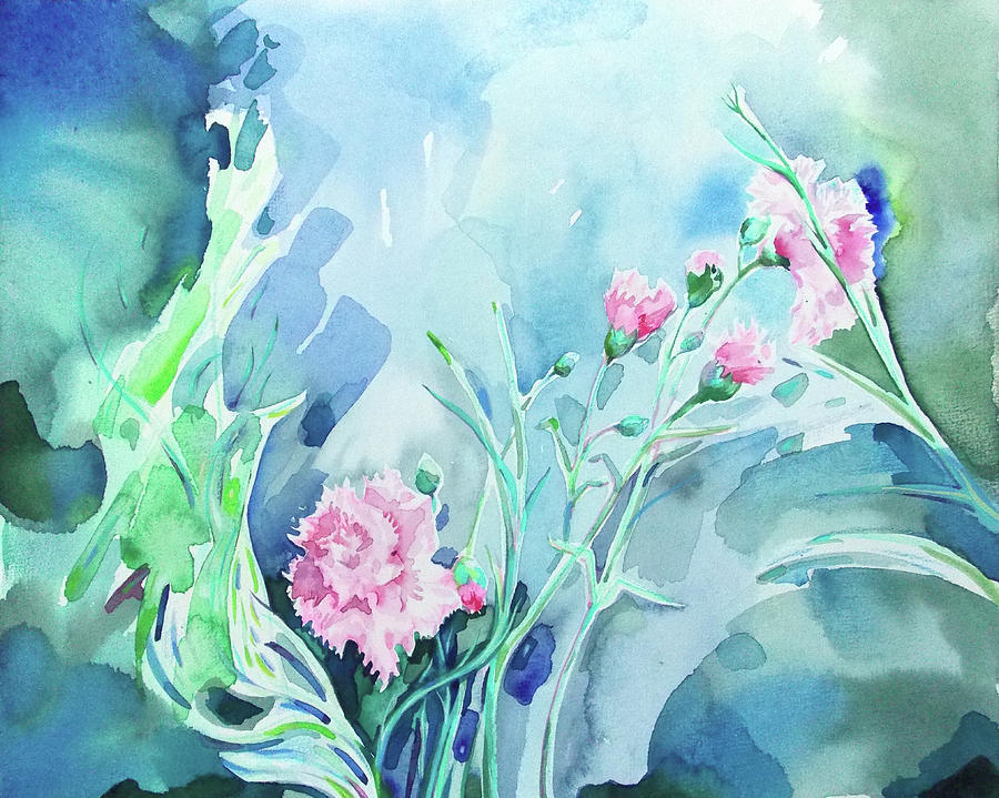 Pink carnation Painting by Katya Atanasova