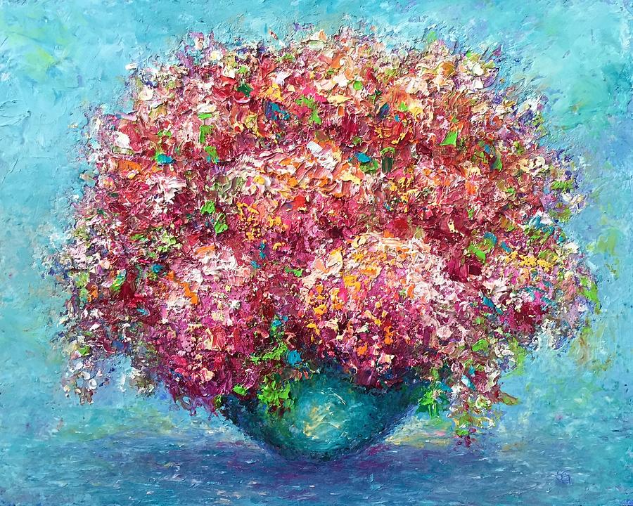 Pink Cascade Painting by Shannon Grissom