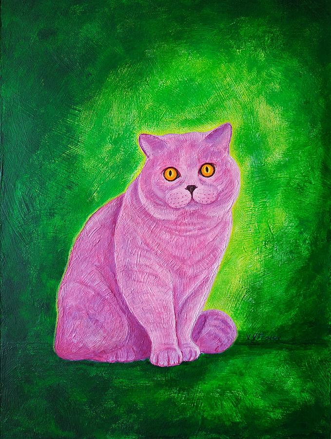 Pink Cat. Painting