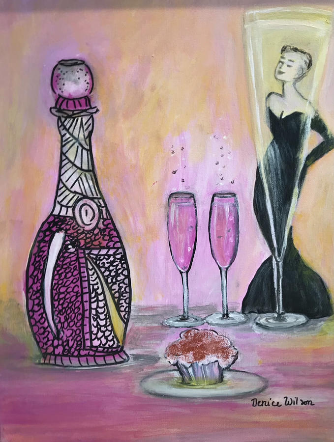 Pink Champagne  Painting by Denice Palanuk Wilson