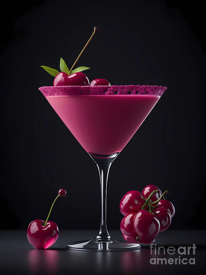 Pink Cherry Cocktail Digital Art by Michelle Meenawong