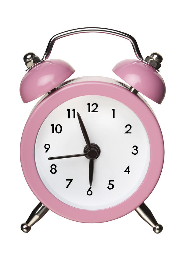 Pink Classic Bell Alarm Clock on White With Clipping Path Photograph by JamesBrey