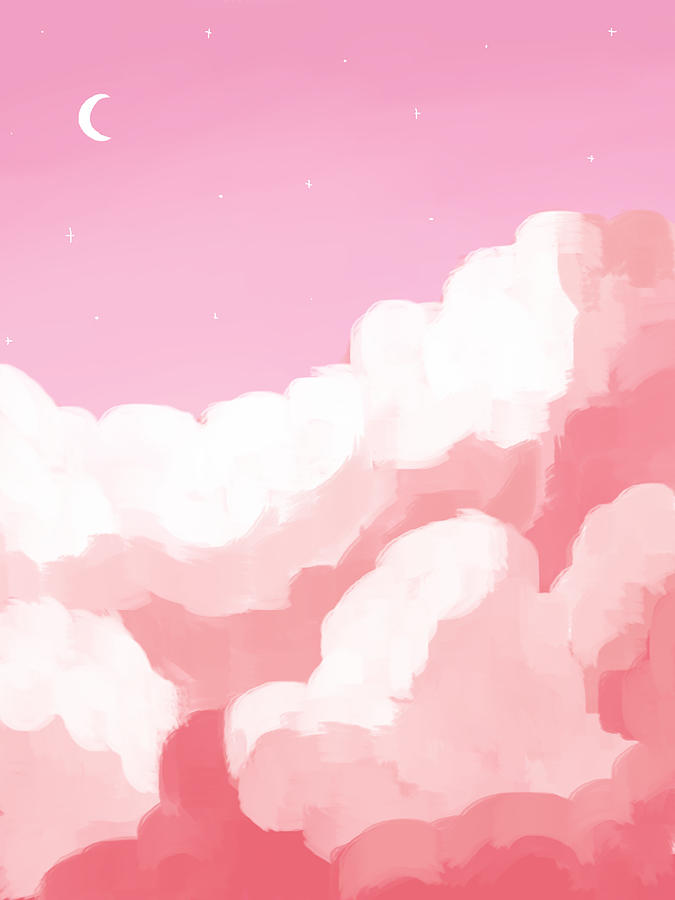Pink Clouds Painting by Ai