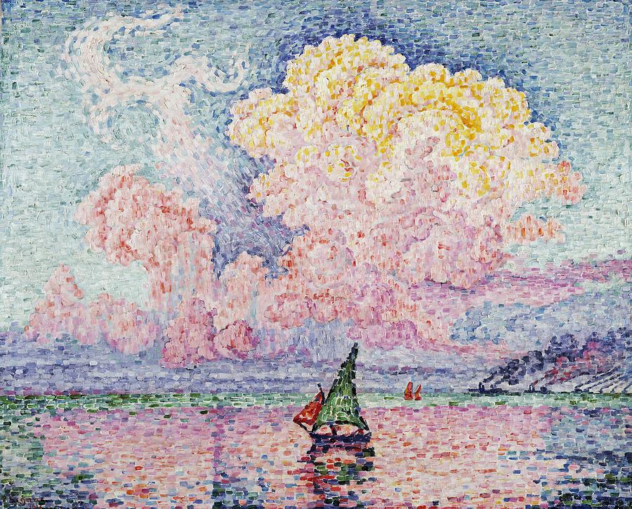 Paul Signac Painting - Pink Clouds  Antibes  by Paul Signac