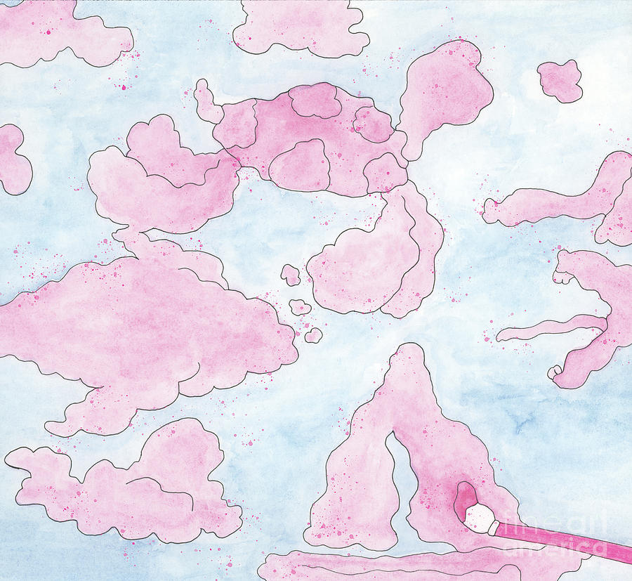 Pink Clouds Drawing by Mike Mooney