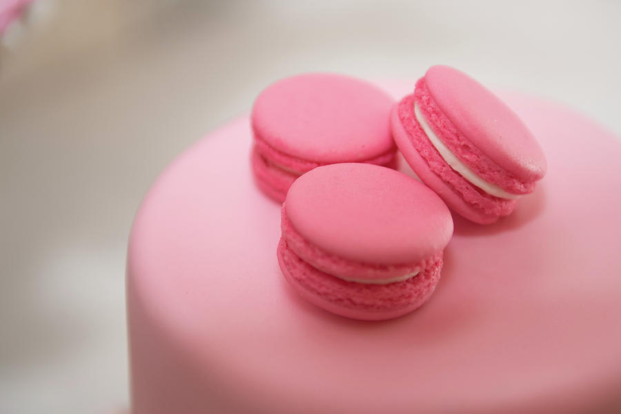 Pink color french delicious macaroons cookies. Shallow dof Photograph by Michalakis Ppalis