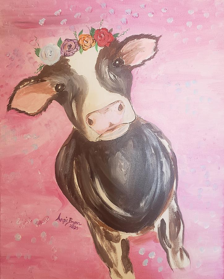 pink cow painting