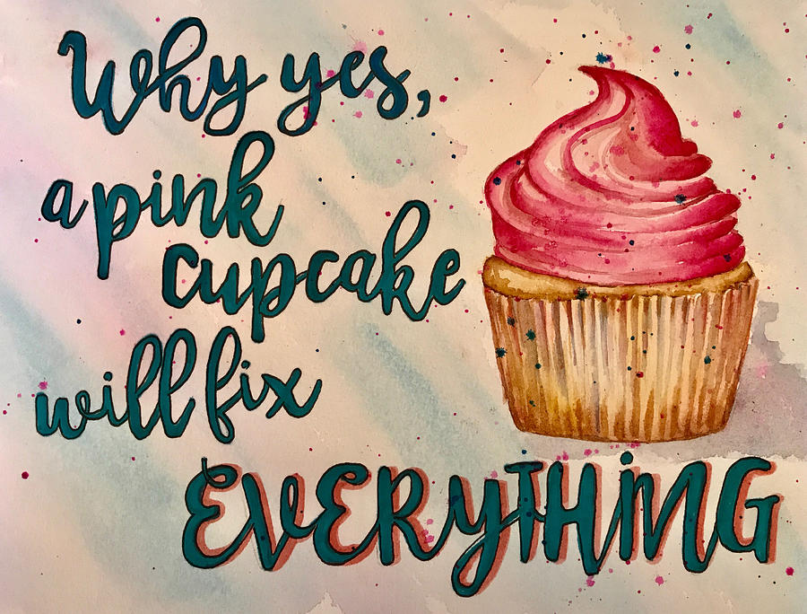 Pink Cupcake Painting by Diane Fujimoto