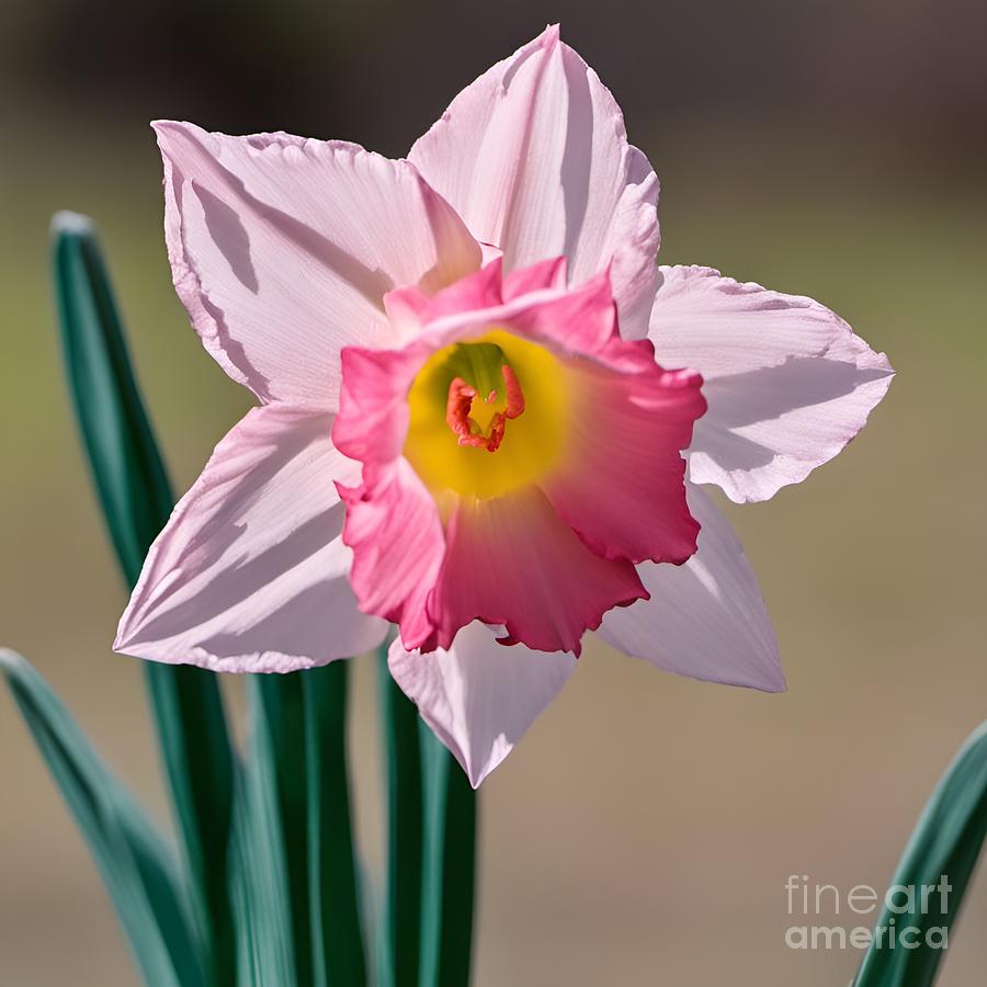 Pink Daffodil  Digital Art by Rachel Hannah