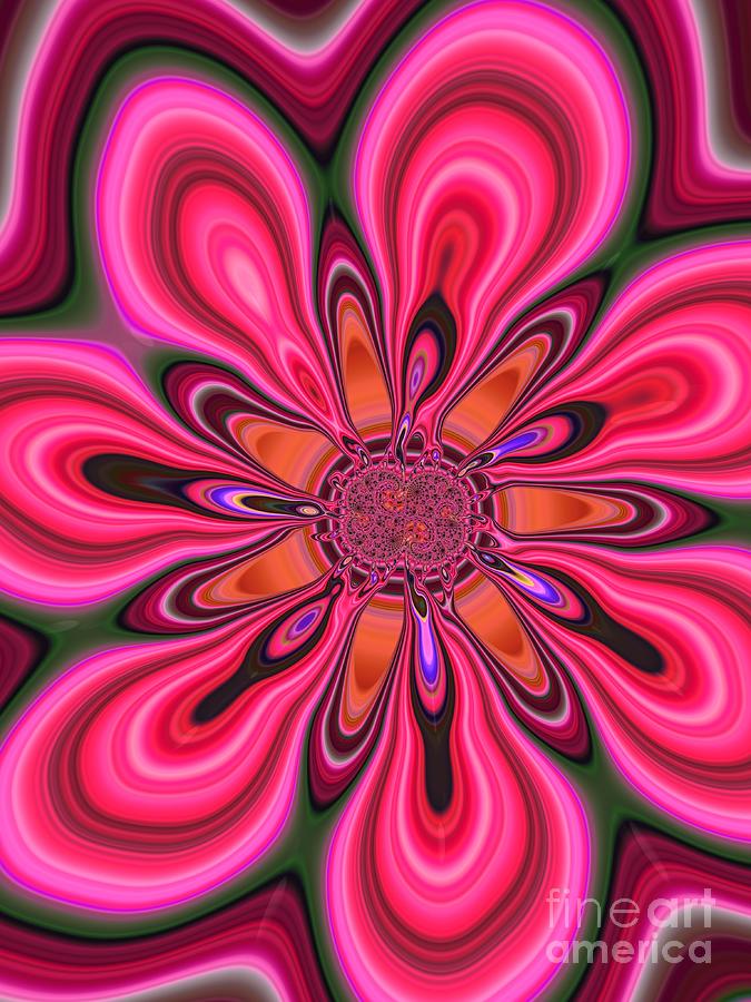 Pink Dahlia Flower Fractal Abstract Digital Art by Rose Santuci-Sofranko