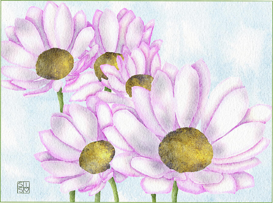 Pink Daisies Watercolor Art Print - Perfect for April Birthdays and More Digital Art by Snow Iris Studio Pink Daisies Watercolor Art Print - Perfect for April Birthdays and More Digital Art by Snow Iris Studio