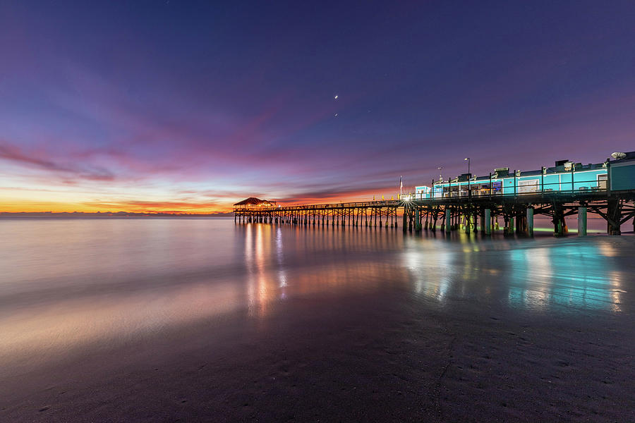 Pink Dawn Over Cocoa Beach Pier Photograph
