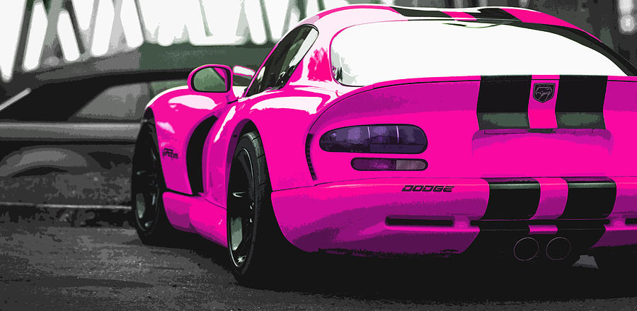 Viper Digital Art - Pink Dodge Viper GTS by Thespeedart