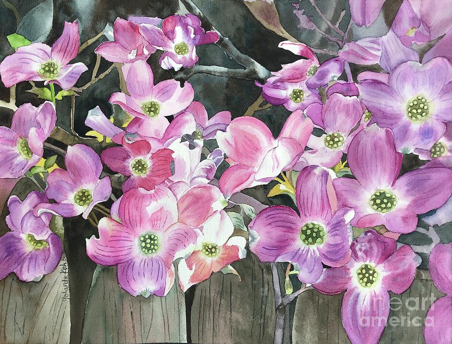 Pink Dogwood watercolor by Yolanda Koh Painting by Yolanda Koh