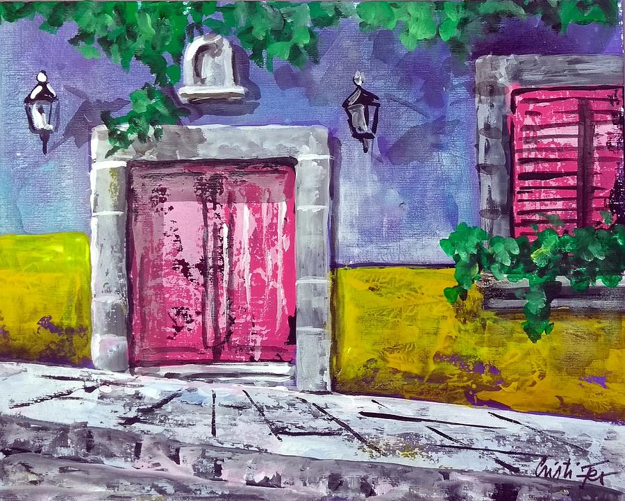 Pink Door In Guanajuato Mexico Painting