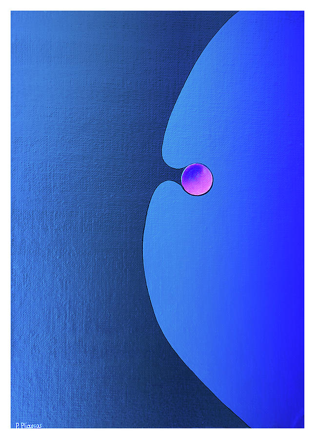 Form Painting - Pink dot in blue   - 1079 by Panos Pliassas