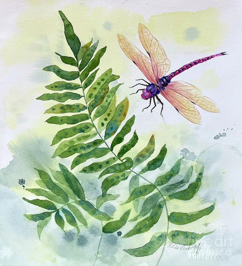Pink Dragonfly  Painting by Hilda Vandergriff