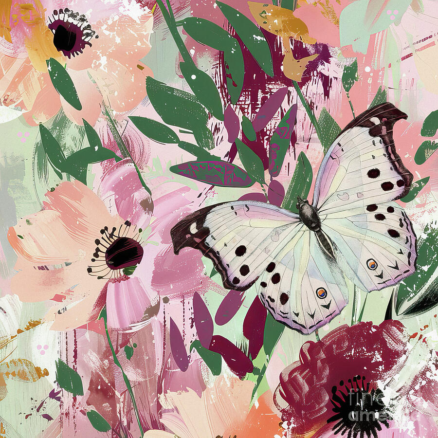 Pink Dreams And Butterfly Wings 2 Painting by Tina LeCour Pink Dreams And Butterfly Wings 2 Painting by Tina LeCour