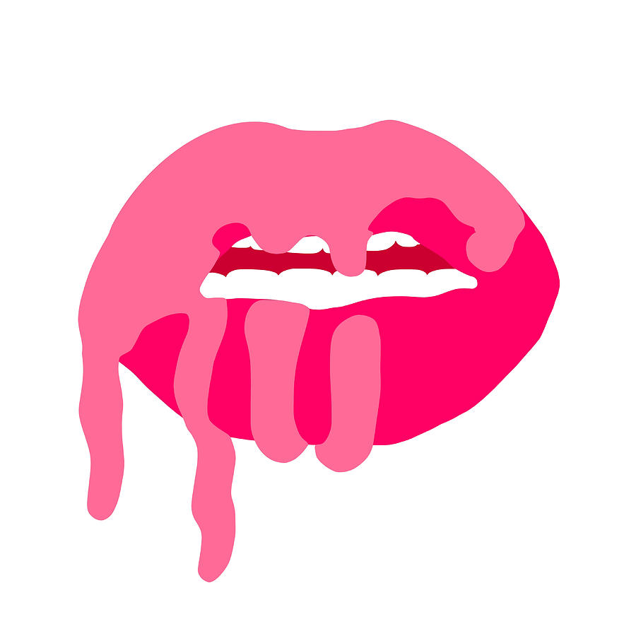 pink dripping lips Canvas Print Painting by Thompson Amelia - Fine Art ...