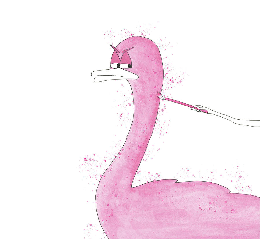 Pink Duck Drawing by Mike Mooney