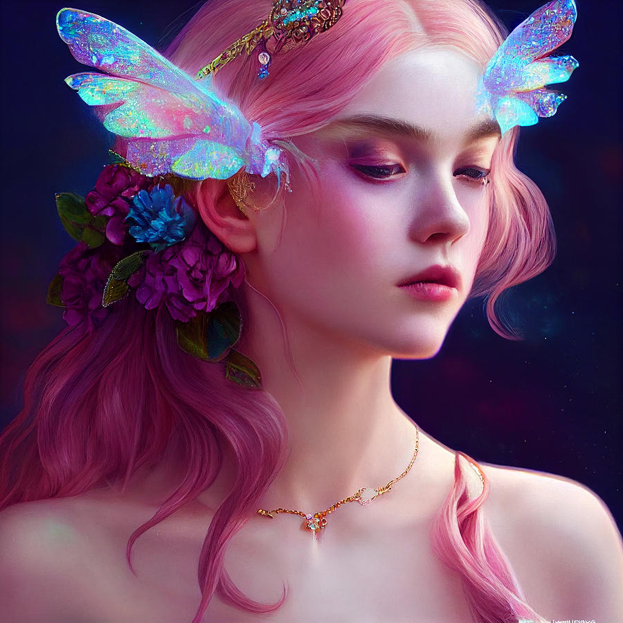 Pink fairy Painting by Mythical Designs - Fine Art America