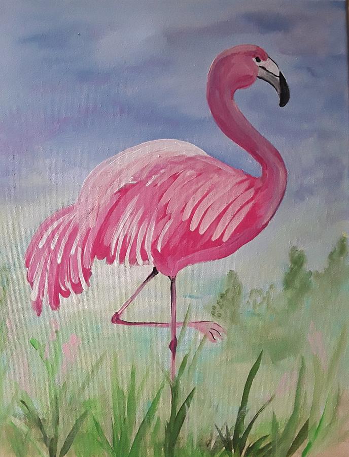 Pink Flamingo  Painting by Barbara Fincher