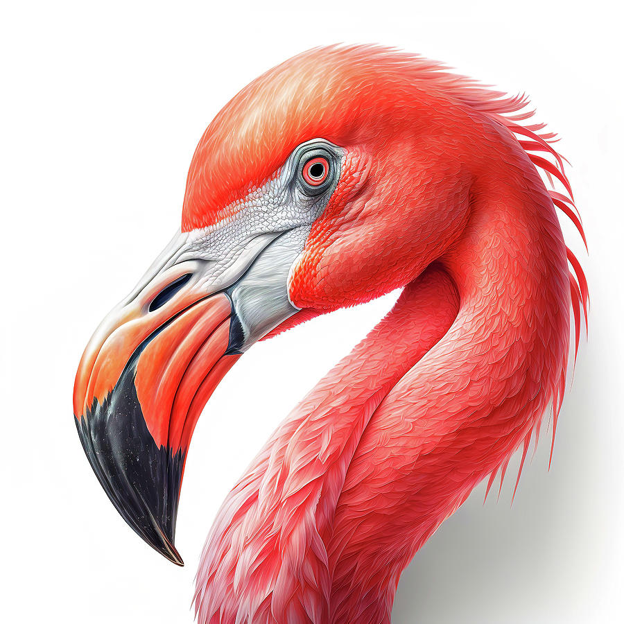 Pink Flamingo Caricature Portrait Digital Art by Jim Vallee