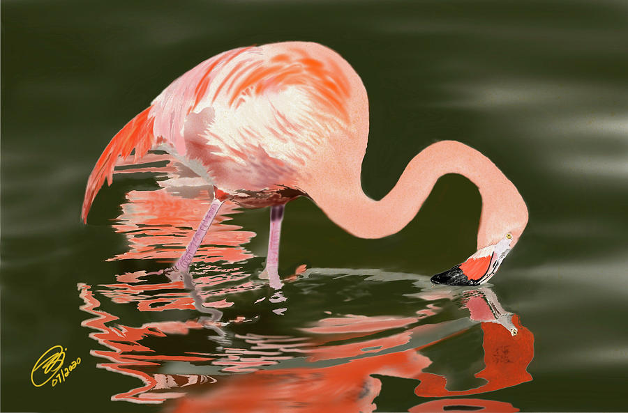 Pink Flamingo - I Painting by Joel Deutsch