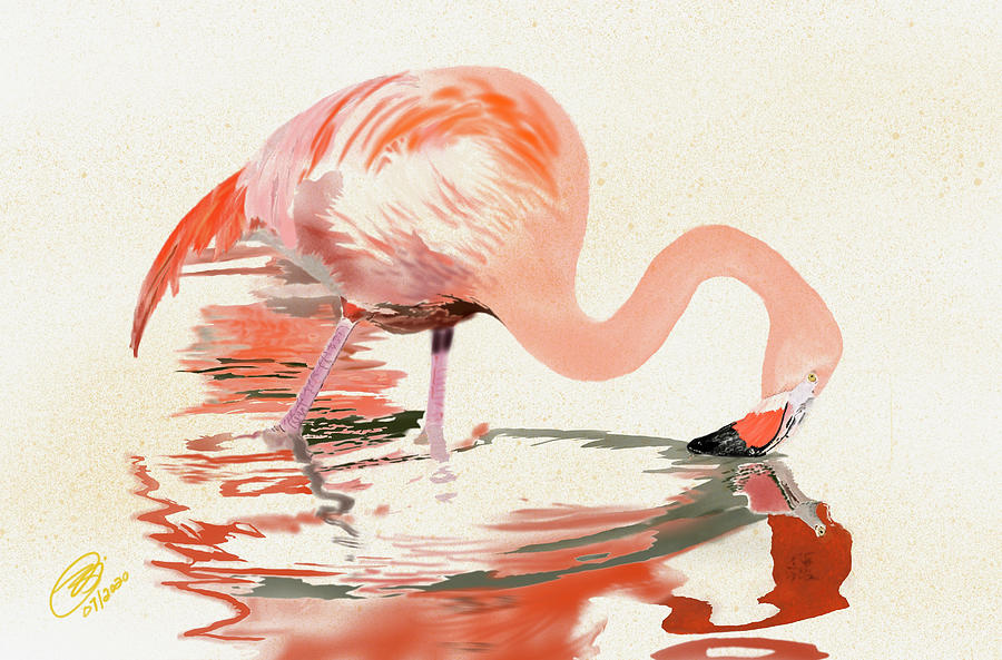 Pink Flamingo - II  Digital Art by Joel Deutsch
