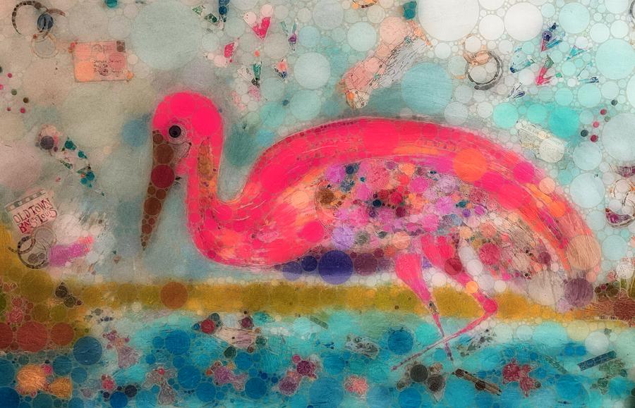 Pink Flamingo Mixed Media by M Stuart